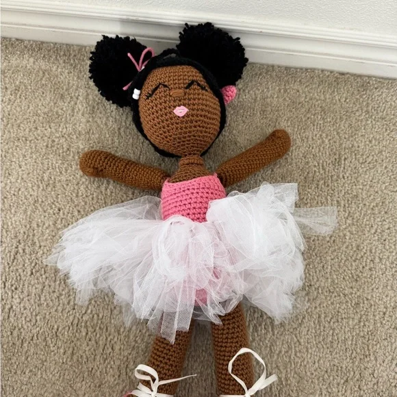 Handmade Crochet Ballerina Doll - Pink and White - Picture 2 of 3